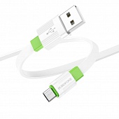 USB кабель Micro Borofone BX89 2,4A (1м) Белый/Зеленый* - фото, изображение, картинка