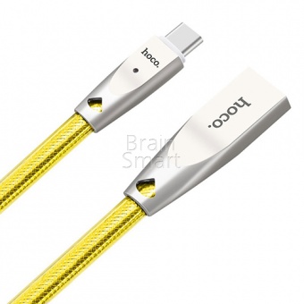USB кабель Type-C HOCO U9 Zinc Alloy Jelly Knitted (1м) Золотой - фото, изображение, картинка