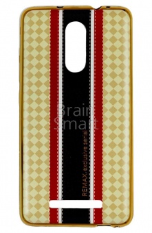 Накладка силиконовая Remax Exclusive Serial Xiaomi Redmi Note 3 Золотой/Красный - фото, изображение, картинка