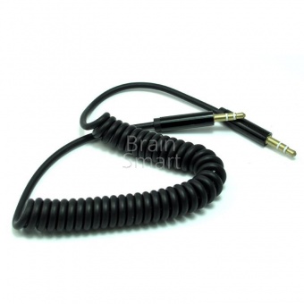 AUX кабель винтовой Черный - фото, изображение, картинка