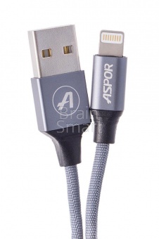 USB кабель Lightning Aspor AC-12 Aluminum (1,2м) (2,4A) Серый - фото, изображение, картинка