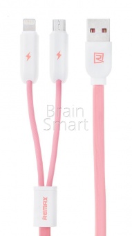 USB кабель Lightning+Micro Remax RC-025t Розовый - фото, изображение, картинка
