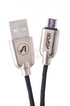 USB кабель Micro Aspor A116 Nylon Kirsite (1,2м) (2.4A) Черный - фото, изображение, картинка