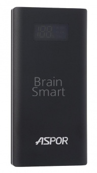 Внешний аккумулятор Aspor Power Bank Q388 QuickCharge Алюминий 10000 mAh+LED Черный - фото, изображение, картинка