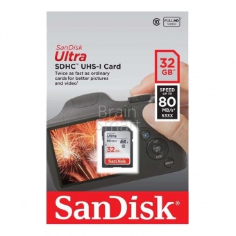 SDHC 32GB SanDisk Class 10 Ultra UHS-I (80 Mb/s) - фото, изображение, картинка