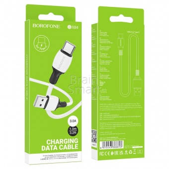 USB кабель Type-C Borofone BX84 3,0A (1м) Белый* - фото, изображение, картинка