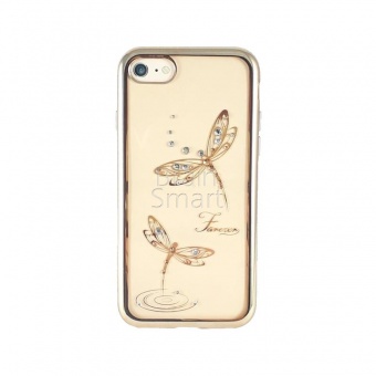 Накладка силикон Girlscase (Kingxbar) Classic Series-Jade Dragonfly Swarovski iPhone 7+/8+ Золотой2 - фото, изображение, картинка