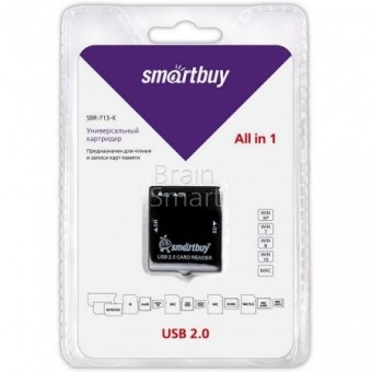 Картридер Smartbuy SBR-713-K (micro SD/SD/MS/MS Pro/M2) Черный* - фото, изображение, картинка