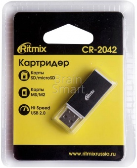 Картридер Ritmix CR-2042 (micro SD/SD/MS/M2) Черный* - фото, изображение, картинка