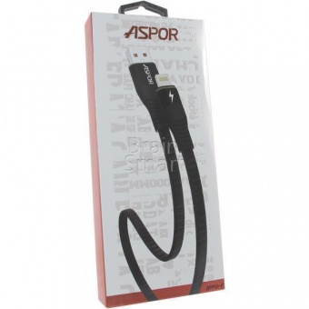 USB кабель Lightning Aspor A112 Nylon (1м) (2.4A) Черный - фото, изображение, картинка