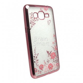 Накладка силиконовая Swarovski Samsung G532 (J2 Prime) Цветы Розовый - фото, изображение, картинка