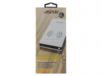 Внешний аккумулятор Aspor Power Bank A341W Wireless 8000 mAh Белый/Серый - фото, изображение, картинка