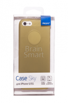 Накладка силиконовая Deppa Чехол Sky Case + защ. пленка iPhone 5/5S/5SE (86010) Золотой - фото, изображение, картинка