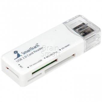 USB-картридер SmartBuy SBR-749 (microSD/miniSD/TF/M2) Белый - фото, изображение, картинка