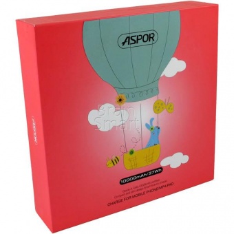 Внешний аккумулятор Aspor Power Bank A358 10000 mAh (IQ) Розовый (Воздушный шар) - фото, изображение, картинка