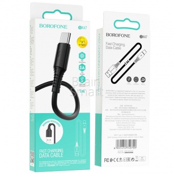 USB кабель Type-C Borofone BX47 3,0A (1м) Черный* - фото, изображение, картинка