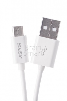 USB кабель Micro Aspor A103 круглый (1,2м) (2.1A) Белый - фото, изображение, картинка