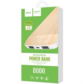 Внешний аккумулятор HOCO Power Bank J5 Wooden 8000 mAh Грушевое Дерево - фото, изображение, картинка