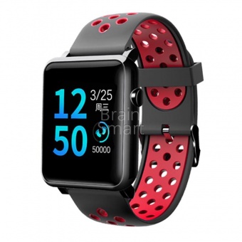 Умные часы Smart Sport Watch KY106 (IPS/IP68) Черный/Красный - фото, изображение, картинка
