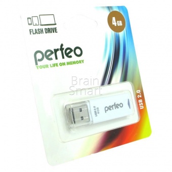 USB 2.0 Флеш-накопитель 4GB Perfeo C06 Белый - фото, изображение, картинка