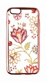 Накладка силиконовая Gurdini iPhone 6/6S Цветы со стразами Розовое Золото