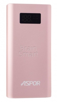 Внешний аккумулятор Aspor Power Bank Q388 QuickCharge Алюминий 10000 mAh+LED Розовый - фото, изображение, картинка
