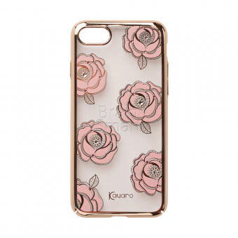 Накладка пластик Kingxbar Flower Series-Rose Swarovski iPhone 7/8/SE Золотой - фото, изображение, картинка