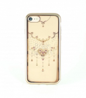 Накладка силикон Girlscase (Kingxbar) WANSHA-Heart Swarovski iPhone 7 Plus Золотой2
