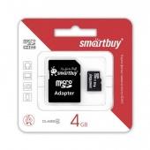 MicroSD 4GB Smart Buy Class 4 + SD адаптер - фото, изображение, картинка