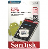 MicroSD 128GB SanDisk Class 10 Ultra UHS-I (80 Mb/s) - фото, изображение, картинка