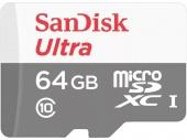 MicroSD 64GB SanDisk Class 10 Ultra (100 Mb/s) - фото, изображение, картинка