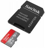 MicroSD 128GB SanDisk Class 10 Ultra UHS-I (100 Mb/s) + SD адаптер - фото, изображение, картинка
