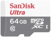 MicroSD 64GB SanDisk Class 10 Ultra (100 Mb/s) + SD адаптер* - фото, изображение, картинка