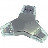 USB/Drive U016A 3.0 Флеш-накопитель  64GB iDragon металл Apple/Android (Lightning, microUSB, Type-C) - фото, изображение, картинка