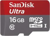 MicroSD 16GB SanDisk Class 10 Ultra UHS-I (100 Mb/s)* - фото, изображение, картинка