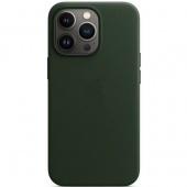 Накладка Magsafe Leather Case (Ч/Б анимация)  iPhone 14 Pro Зеленая Секвойя* - фото, изображение, картинка