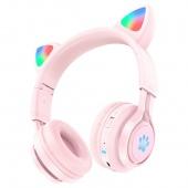 Наушники накладные Bluetooth Hoco W39 Cat Розовый* - фото, изображение, картинка