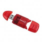 USB-картридер Oxion OCR003 (microSD/miniSD/TF/M2) Красный - фото, изображение, картинка