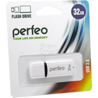 USB 2.0 Флеш-накопитель 32GB Perfeo C02 Белый - фото, изображение, картинка