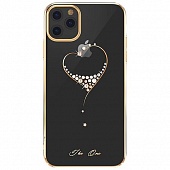 Накладка пластик Kingxbar Swarovski iPhone 11 Сердце Золотой