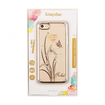 Накладка пластик Kingxbar Foliflora Series-Orchid Swarovski iPhone 7/8/SE Золотой - фото, изображение, картинка