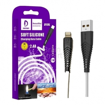 USB кабель Lightning Denmen D19L Soft Silicone (1м/2.4A) Белый - фото, изображение, картинка
