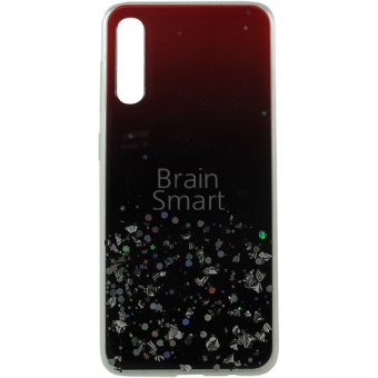 Накладка силиконовая с блестками и переходом Samsung A505 (A50 2019) Бордовый - фото, изображение, картинка