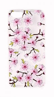 Накладка силиконовая с рисунком iPhone 5/5S/SE Цветущая вишня - фото, изображение, картинка