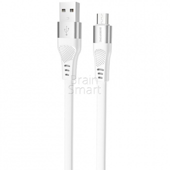 USB кабель Micro Borofone BU18 Crown Silicone (1,2м) Белый - фото, изображение, картинка