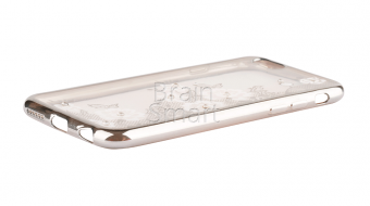 Накладка силиконовая Swarovski со стразами iPhone 6 Цветы Серебряный - фото, изображение, картинка