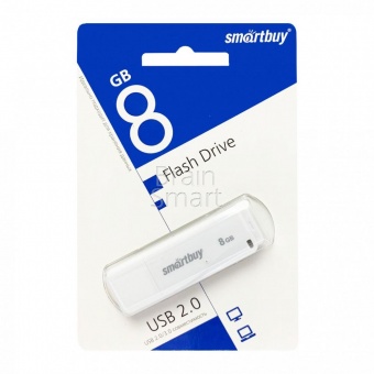 USB 2.0 Флеш-накопитель 8GB SmartBuy LM05 Белый - фото, изображение, картинка