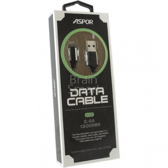 USB кабель Lightning Aspor A156 (1,2м) (2.4A) Серый - фото, изображение, картинка