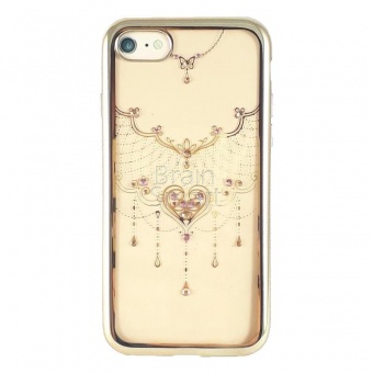 Накладка силикон Girlscase (Kingxbar) WANSHA-Heart Swarovski iPhone 7/8/SE Золотой2 - фото, изображение, картинка