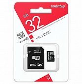 MicroSD 32GB Smart Buy Class 10 + SD адаптер* - фото, изображение, картинка